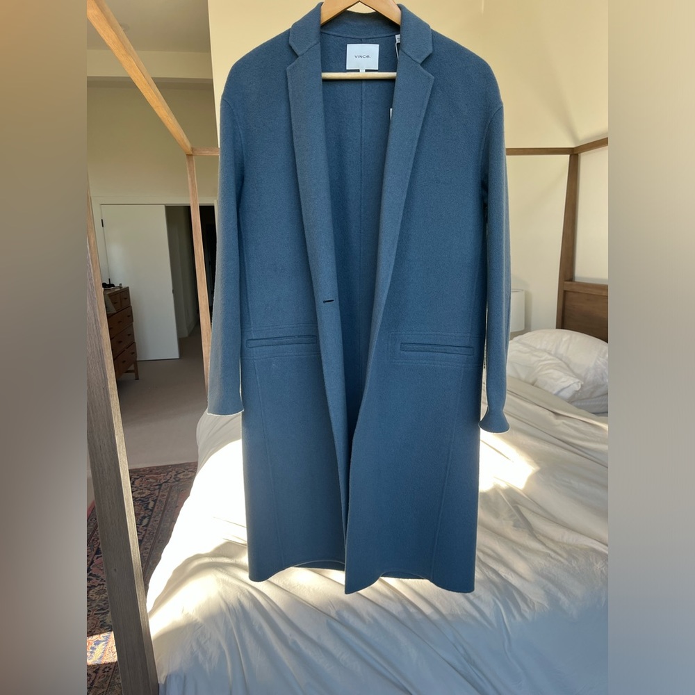 NWT! Vince wool long powder blue duster size S